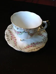 Taza y platillo pequeño pintado a mano H&C Heinrich - Imagen 1 de 5