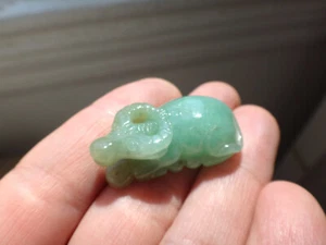 Natural Genuine A Jadeite Jade Full Green Cow Ox Pendant - Picture 1 of 9