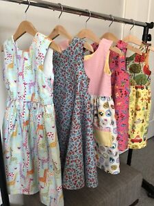 5 x Bundle Girls dresses handmade 4-6 years Giraffe Fox Cotton Pinafore Summer