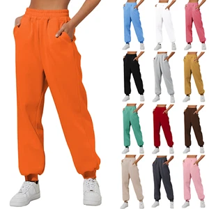 Womens Trousers With Pockets High Waist Loose Jogging Sports Pants Comfortable - Picture 1 of 43