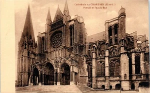 Portal und Südfassade der Kathedrale von Chartres, Chartres, Frankreich Postkarte - Bild 1 von 2