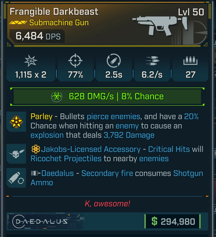 Borderlands 4 ⭐FRANGIBLE DARKBEAST SMG⭐CORROSIVE ⭐JAKOBS⭐SHOTGUN AMMO - Image 1 of 1