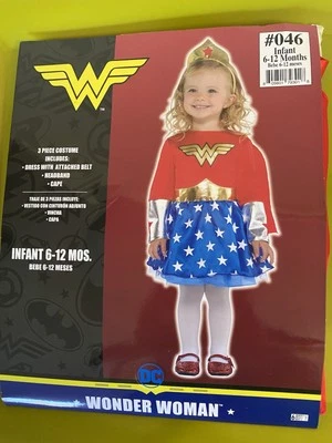 DC Wonder Woman Girl, Size Baby 6-12 Months, Halloween Costume 3 Pc: Dress, Cape - Image 1 of 2