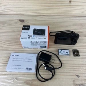 Sony CyberShot DSC-WX350 18.2 MP Black Digital Camera Battery SD Card USB Works - Picture 1 of 17