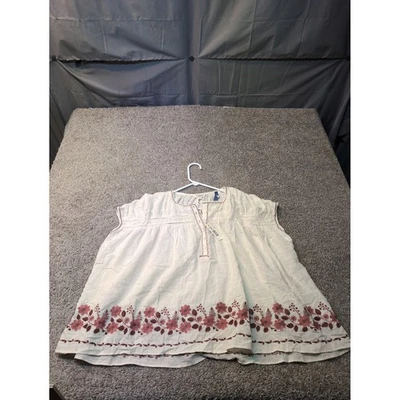 MAX STUDIO LONDON 刺绣花卉束腰上衣女式 M 码奶油色勃艮第色 — 第 1/4 张图片