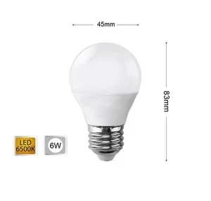 LAMPADINA LED 6 W LAMPADINE A SFERA LUCE BIANCA E27 6W E 27 G45 - Foto 1 di 1