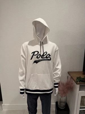 SUDADERA POLO RALPH LAUREN SUDADERA CON CAPUCHA JERSEY RENDIMIENTO BLANCO SCRIPT TALLA XXL Foto 1 de 4