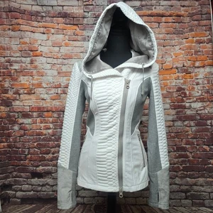 BLANC NOIR CROCO KNIT ASYMMETRICAL HOODIE - White & Gray - Size XS - Picture 1 of 8