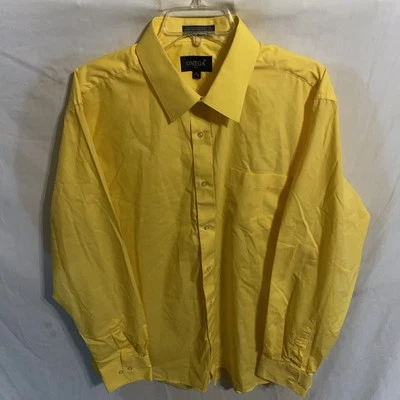 Camisa de vestir Omega para hombre talla XL amarilla brillante negocios fiesta formal Italia Foto 1 de 4