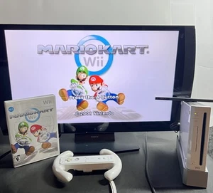 Nintendo Wii Console Bundle with Mario Kart Game Tested - Picture 1 of 8