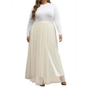 Oddy Oddi Womens Plus Size 3XL Cream Tulle Maxi Skirt Romantic Whimsical - Picture 1 of 7