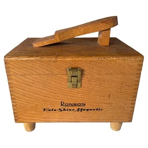 VTG Ronson Roto-Shine Electric Shoe Polisher Kit In Wood Case Tested / USA / 60s - Picture 1 of 11
