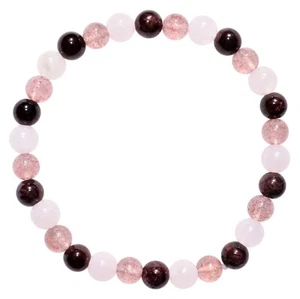 Rhodolith Granat Rosenquarz Erdbeerquarz 6 mm Armband + Selenit Ladegerät - Bild 1 von 8