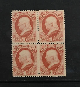 USA Scott # O114 Block of 4 VF OG Hinged (1 stamp NH) War Dept US Stamps Cat $75 - Picture 1 of 2