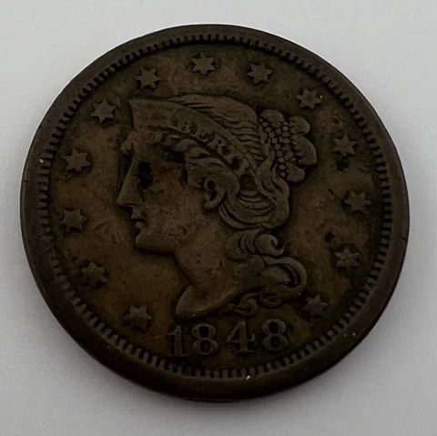 1848 F Braided Hair Large Coin Cover