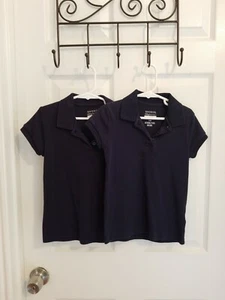Lot X2 George Unisex Short Sleeve Navy Blue School Uniform Shirts Size 6-6x - Picture 1 of 4