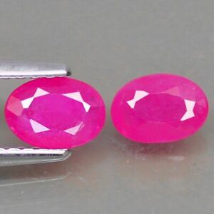 1.08ct.GEM PIECE PURPLE PINK RUBY NORMAL HEATED NATURAL OVAL SHAPE PAIR