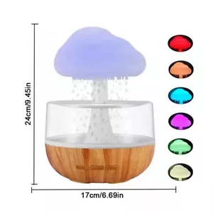 Desktop Rain Colour Cloud Humidifier USB Rechargeable Relax Aromatherapy Lamp - Picture 1 of 8