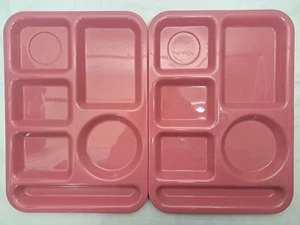 Lot of 2 Silite Lunch Trays (Light Red) 13.5" x 9.75" #614 - Picture 1 of 5