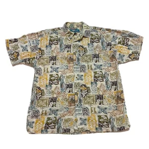 Big Dog Hawaiian Shirt S/M Mens Short Sleeve Button Up Beige - Picture 1 of 9