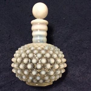 Hobnail Glass Perfume Bottle ● White and Clear ● Dauber ● Fenton - Picture 1 of 8