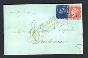 Die Blaue und Rote Mauritius"Post Office" auf Bordeaux-Brief. Reprint mit Text. - Bild 1 von 3
