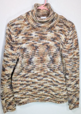 Suéter Pullover Columbia Mezcla Lana Marrón Mármol Tejido Cuello Alto Talla Mediana Foto 1 de 4