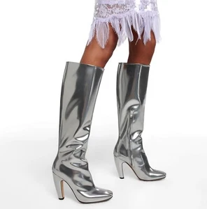 BOTTEGA VENETA ‘Canalazzo’ Mirrored Leather Knee-High Boots 39 / 9 US $2900+ NEW - Picture 1 of 22