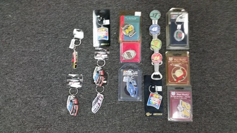 NASCAR WHOLESALE LOT KEY RINGS BOTTLE OPENERS & MONEY CLIPS ALL NEW TOTAL OF 16 Cover