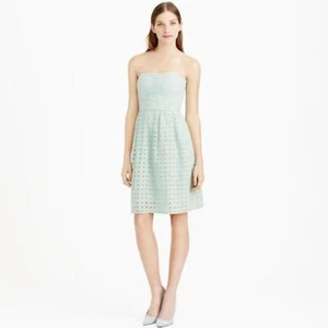 J. Crew Dusty Seaglass Hayley Eyelet Strapless Dress - Picture 1 of 7