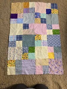 Flannel Baby Blanket Handmade Patchwork 24”x36” Unfinished Multiple Colors
