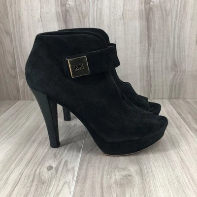 Michael Kors Botines de Tacón Mujer 7M Davenport Negro Gamuza Punta abierta Botines Foto 1 de 4