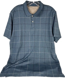 Van Heusen Flex Classic‑Fit Large Blue Grid Windowpane Polo - Picture 1 of 9