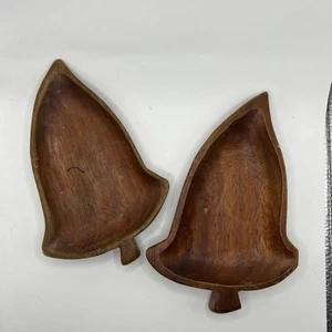 Vintage Monkey Pod Acorn Trays Set Of 2 Stamped - Picture 1 of 5