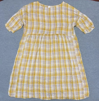 Vestido LINTICO Grande Europeo Lino VALENCIA Midi Vestido Línea A Guinga Amarillo L Foto 1 de 4