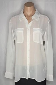 Guess Women's Long Sleeve Sheer True White Eva Shirt Size M - Picture 1 of 8