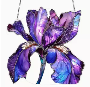 SUNCATCHER- Iris Acrylic 8inx8in, Window Hanging Decor - Picture 1 of 6