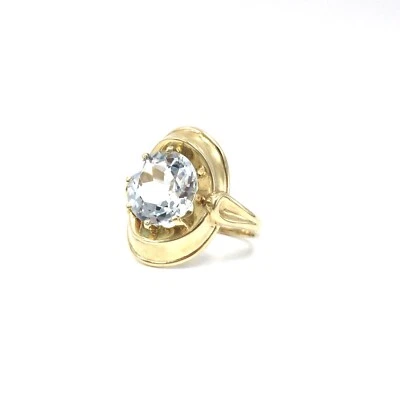 14kt Gelbgold Ring 3.91ct Aquamarin tested 585 Gold Schmuck Aqua 18.4mm / 58 - Bild 1 von 4