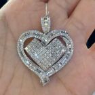 3Ct Round Real Moissanite Wedding Heart Pendant 14k White Gold Plated & Chain