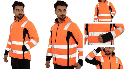 AVIATOR LONDON Hi Viz Vis High Visibility EN ISO 20471 Certified Hoody Yellow Orange 2 Tone