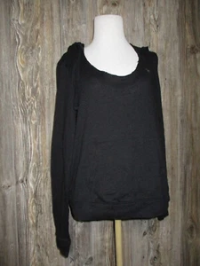 PINK by Victoria's Secret Pullover Long Sleeve Black Hooded Shirt Womens Sz XS - Picture 1 of 11