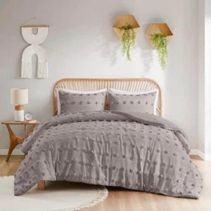Intelligent Design Comforter Set 3-Piece King Cal Clip Jacquard Grey - Picture 1 of 6