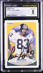 Louis Lipps Signed 1990 Fleer Card #145 Pittsburgh Steelers CGC 8 JSA 9 Auto - Picture 1 of 2