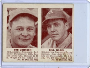 1941 Double Play Bob Johnson/ Bill Nagel Philadelphia Athletics #49,50 🚀😳💥 VG - Picture 1 of 2