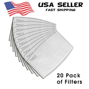 20 Pack 2.5PM Activated Carbon Filter Insert for Adult Face Mask Pocket USA Ship - Picture 1 of 3