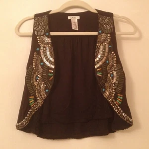 Cache Vest M/L Shrug Embellished Beaded Boho Western Vintage Line Dancing ++ - Picture 1 of 13