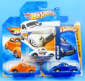 HOT WHEELS 3-'41 WILLYS VARIATIONS WITH VHTF WHITE WAL-MART EXCLUSIVE 1/64 - Picture 1 of 3