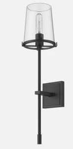 NEW Restoration Hardware Pauillic STYLE BLACK IRON & Glass Wall Sconce Torch 26" - Picture 1 of 2