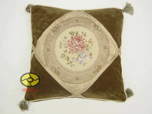 green Suede Fabric w/ Embroidery Floral Fashion Style Cushion Cover/Pillow Case - Picture 1 of 7