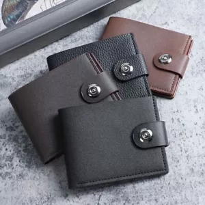 Button Coin Purse PU Leather Card Holder Fashion Card Bag Men - Picture 1 of 12